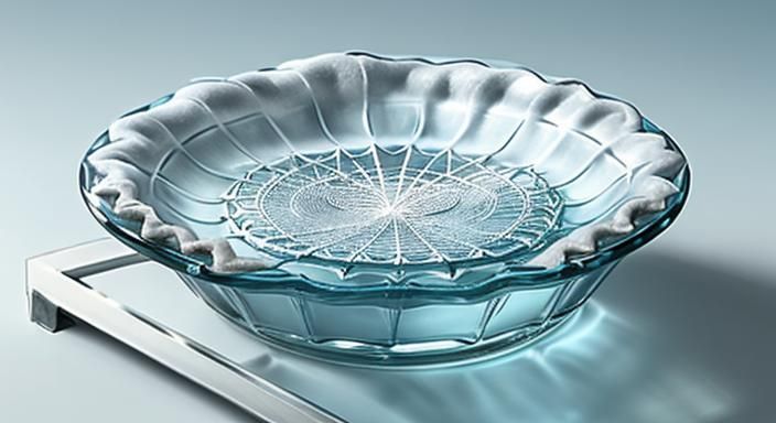 Detailed Transparent Glass Pie on Steel Rack