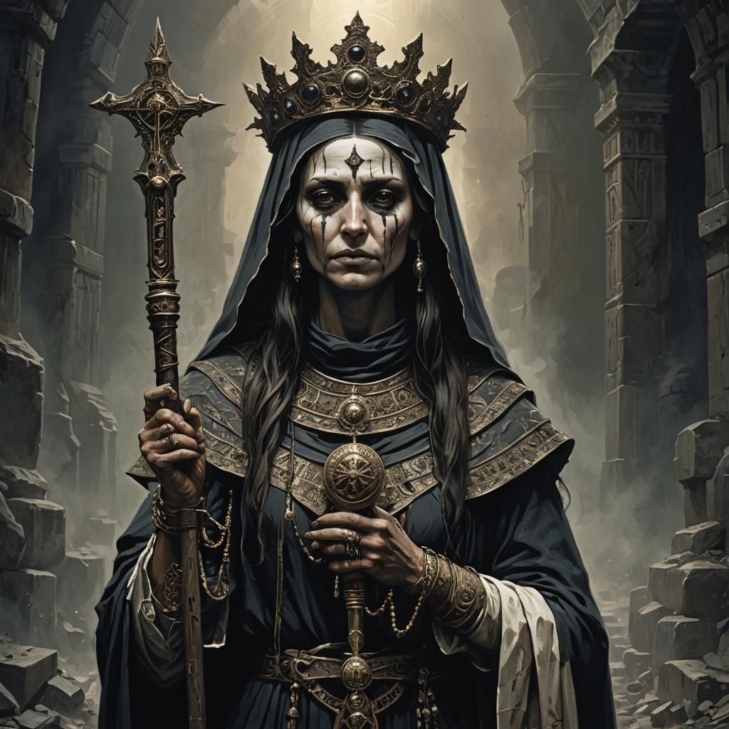 Terrifying Divine Priestess Armed for War