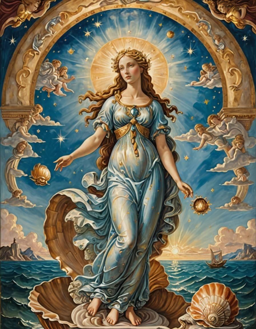 Venus Emerging from a Celestial Shell in Renaissance Splendo...