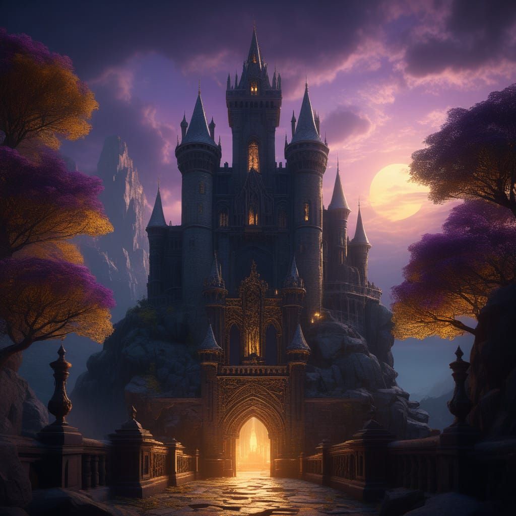 Gothic Castle in Rich Twilight