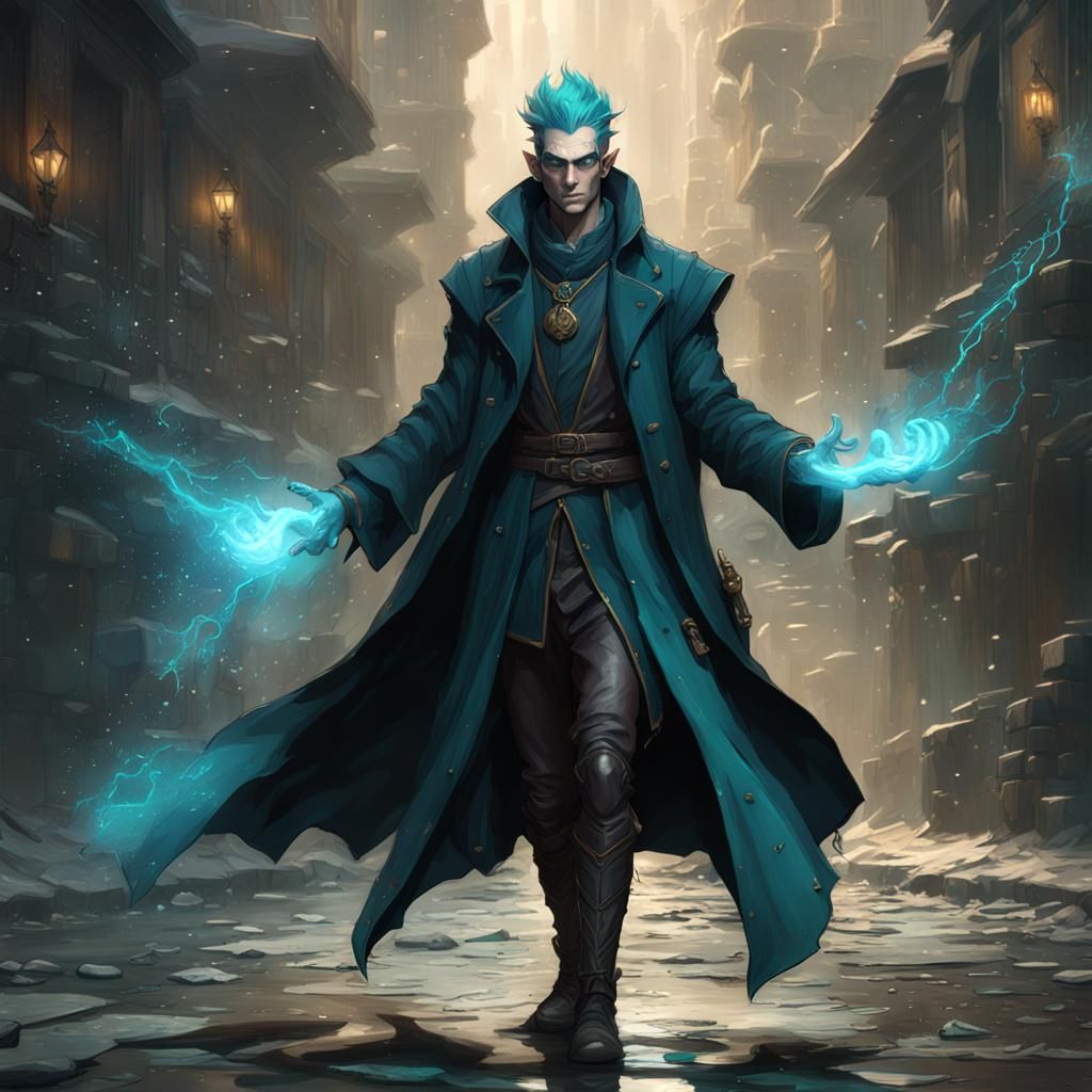High Elf Sorcerer with Magic, Fantasy Art