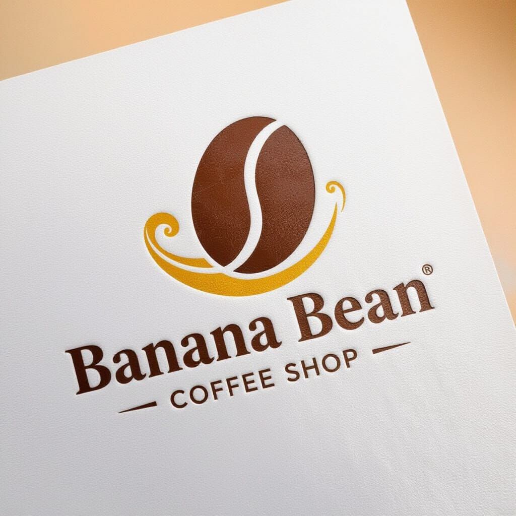 Banana Bean Coffee Shop Logo: Vector Art
