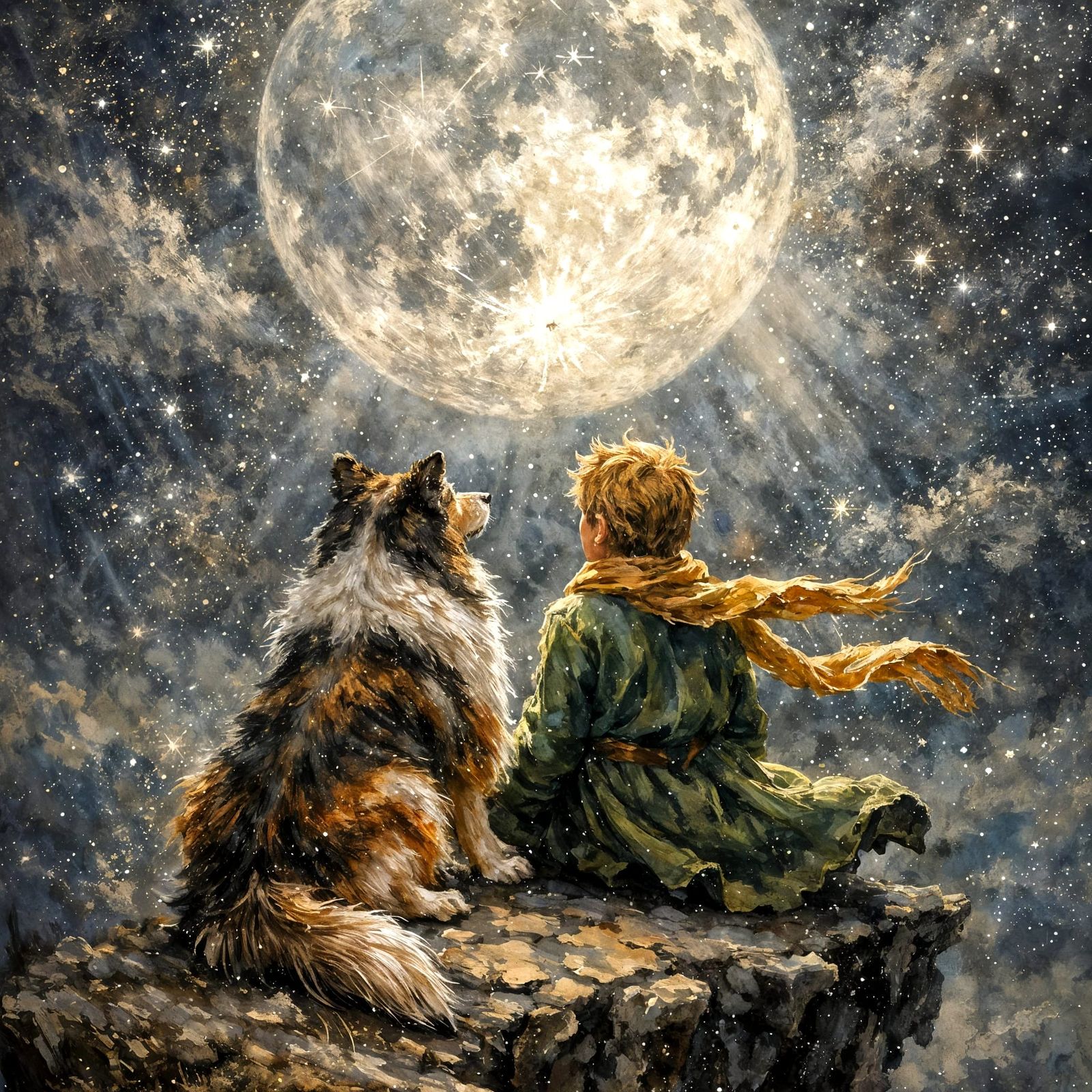 Impressionist Fantasy Painting of The Little Prince and Coll...
