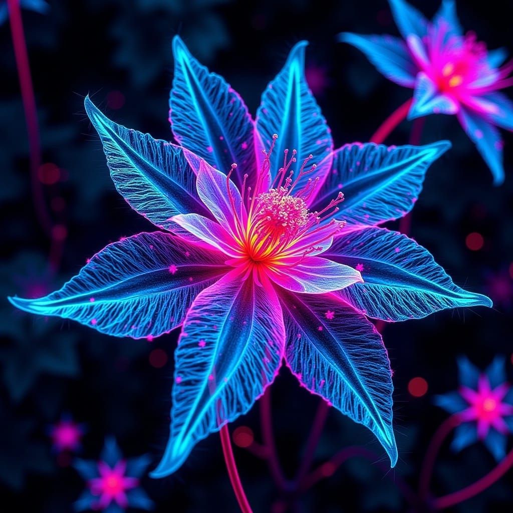 Bioluminescent Alien Flora in Extreme Close-Up Photograph