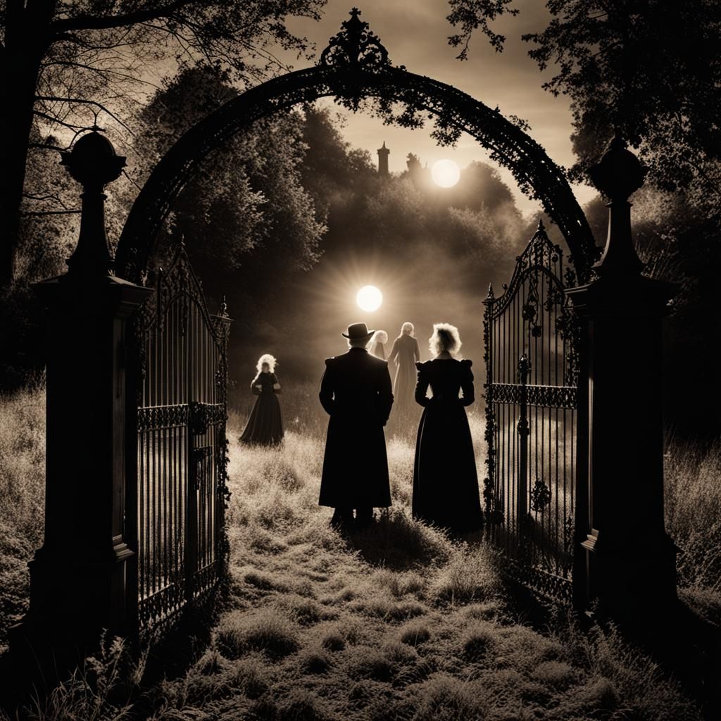Ethereal Victorian Ghost Scene in Cemetery