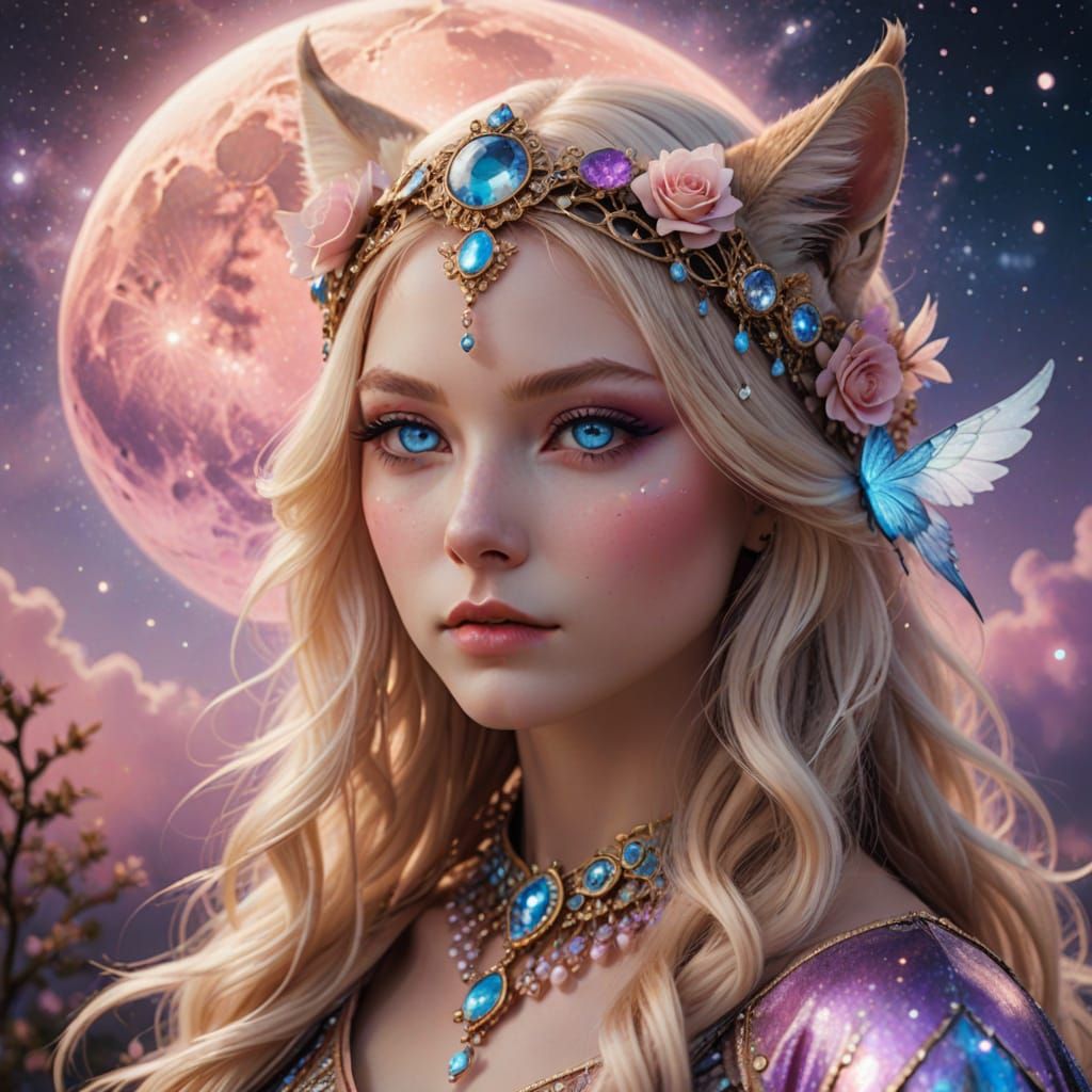 Ethereal Goddess in Pastel Galaxy