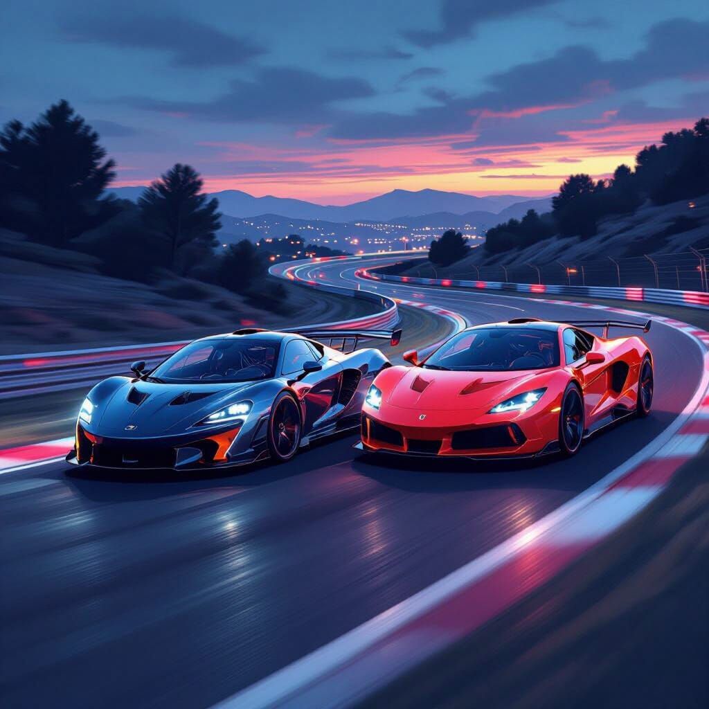 McLaren and Ferrari Race in Futuristic Style