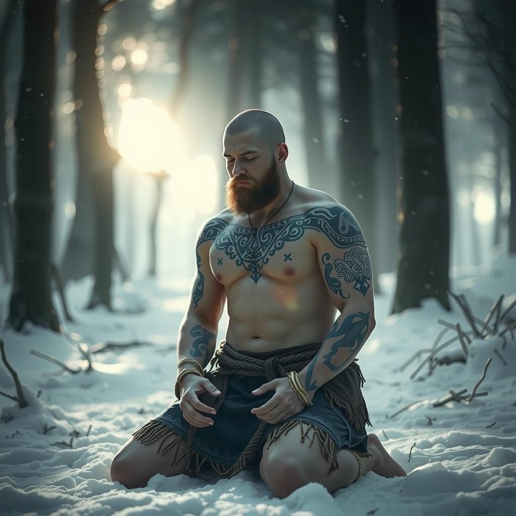 Viking Meditation in Mystical Forest