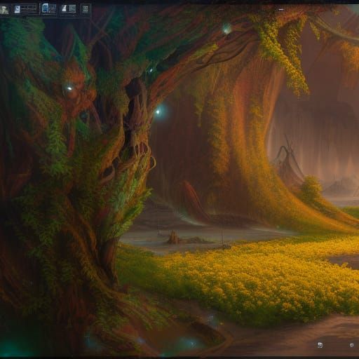 Detailed Matte Painting of Goldenrod in Deep Color