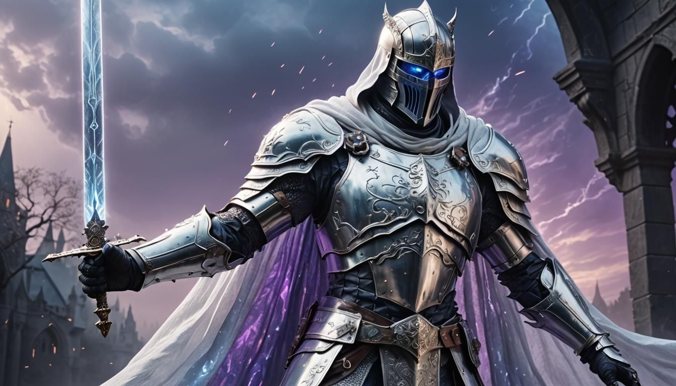 Ghost Knight with Energy Sword in Digital Art Style