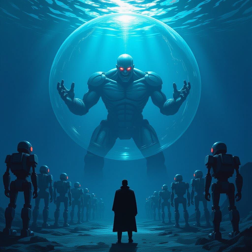Maniacal Supervillain Commands Robot Army in Surreal Underwa...