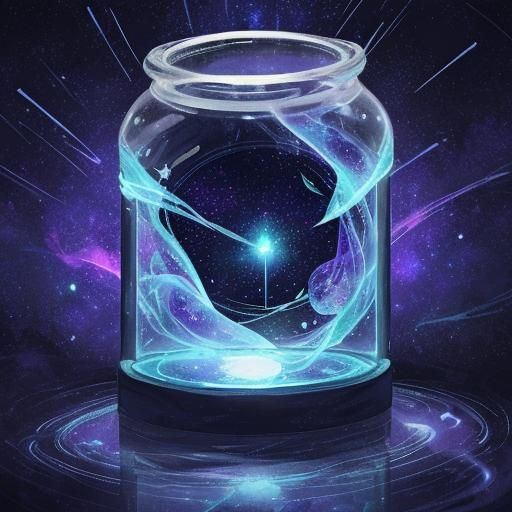 Mystical Jar of Swirling Stars: Astral Illustration