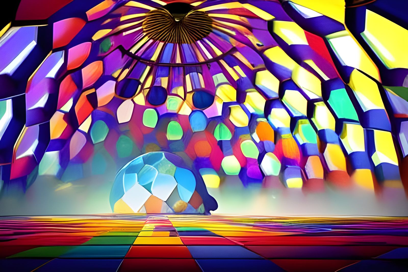 Stained Glass Dome Containing the Universe