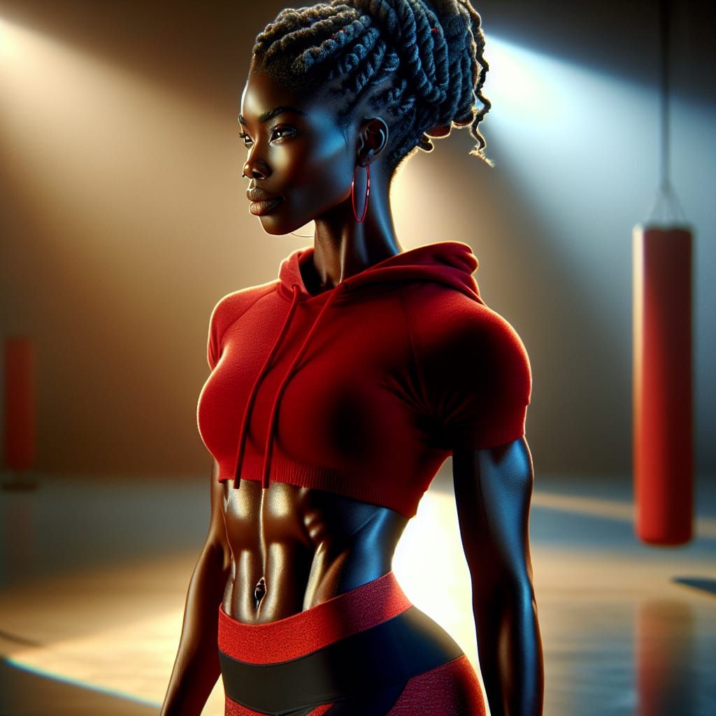 Gorgeous Mature Woman in Yoga Studio, Hyperrealistic Art