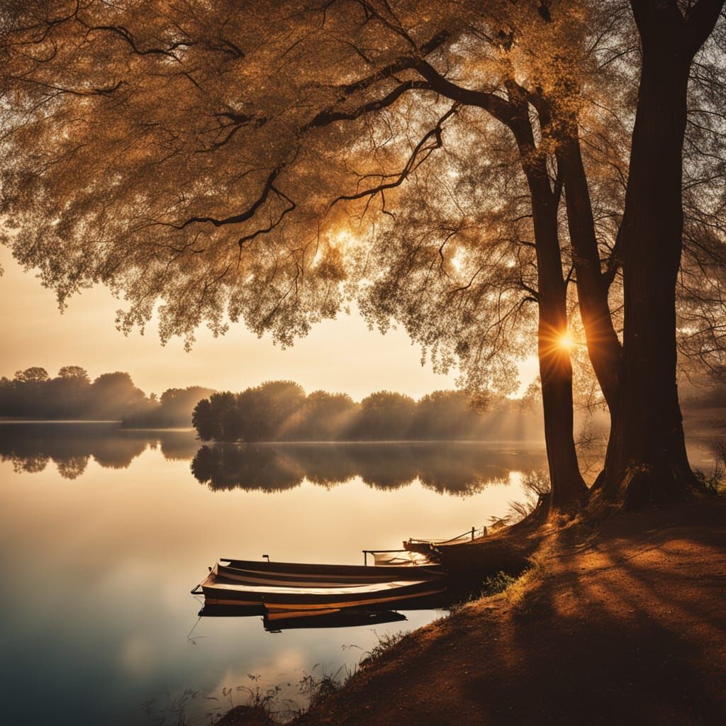 Golden Hour Lake Reflections in National Geographic Style