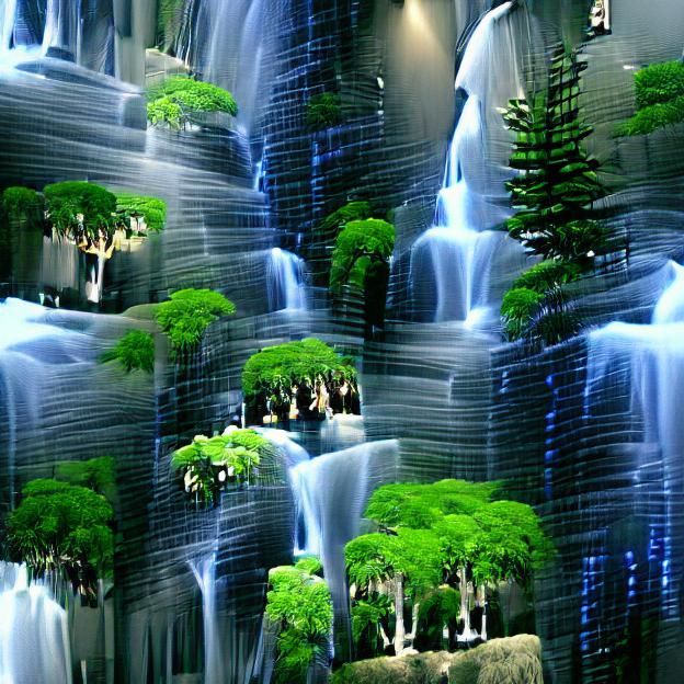 Tranquil Waterfall Flowing Through Lush Forest