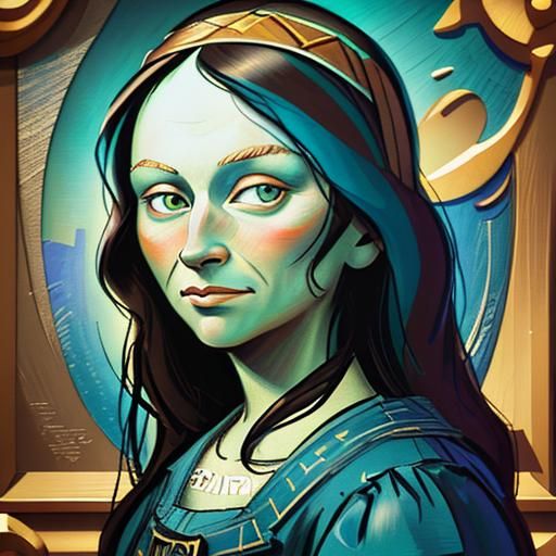 Comic DnD style Mona Lisa