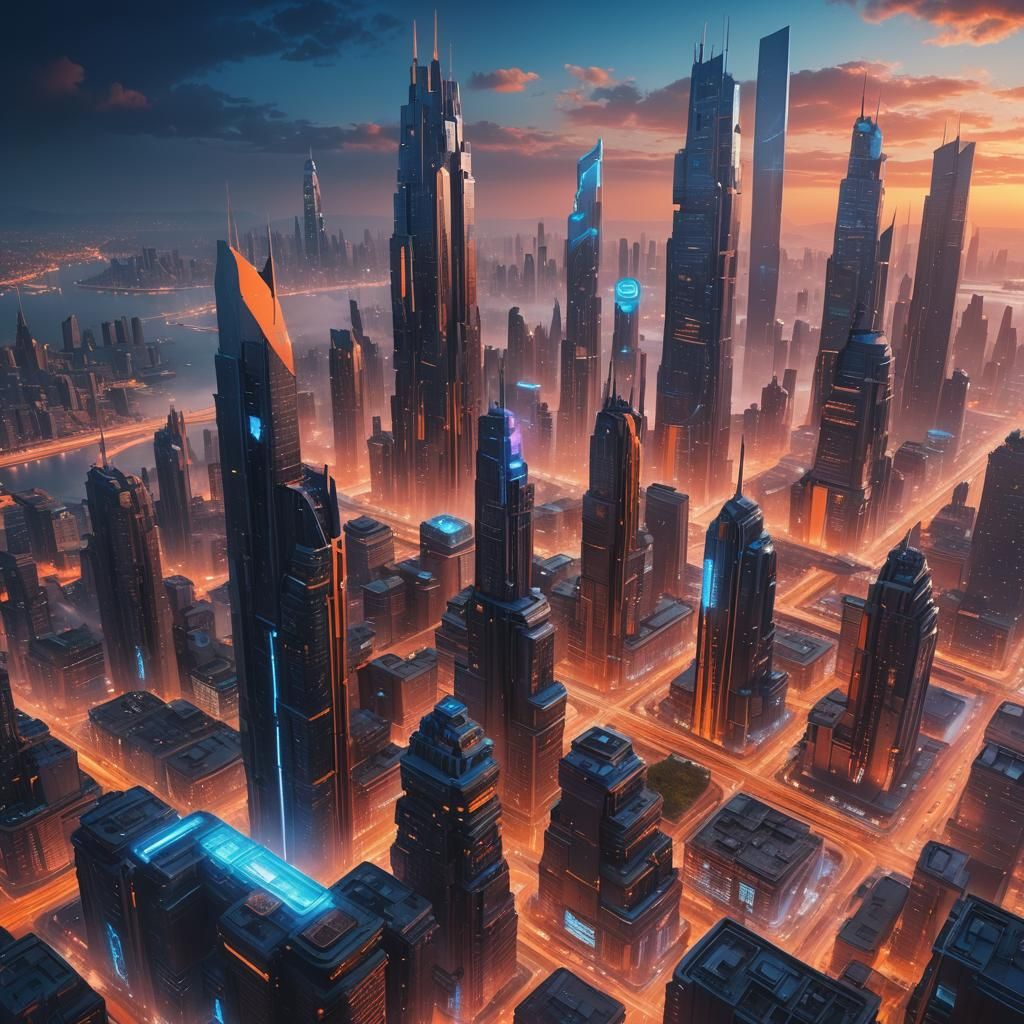 Futuristic Cityscape in a Cinematic Matte Painting Style