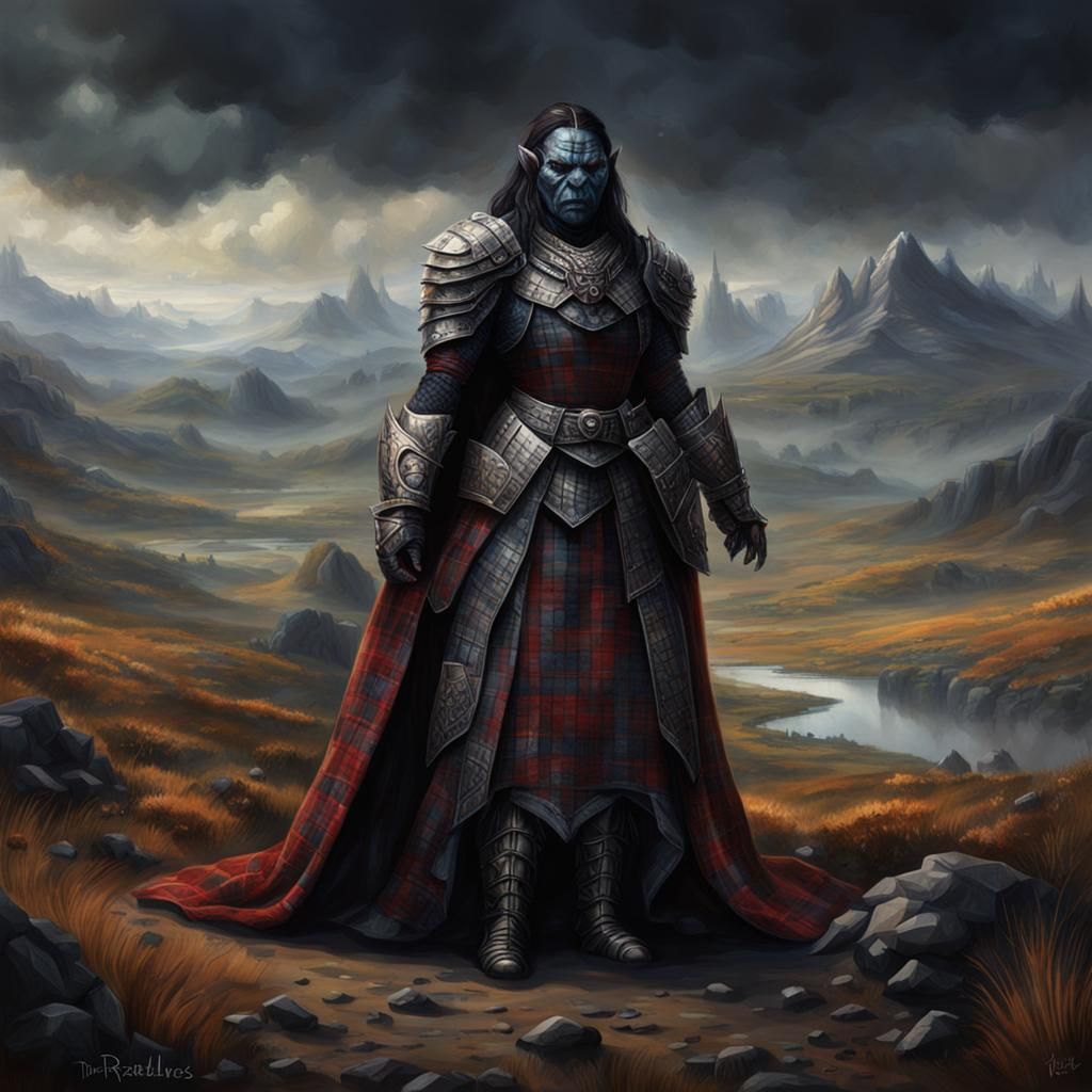 Dark Queen of Mordor in Plaid Gown