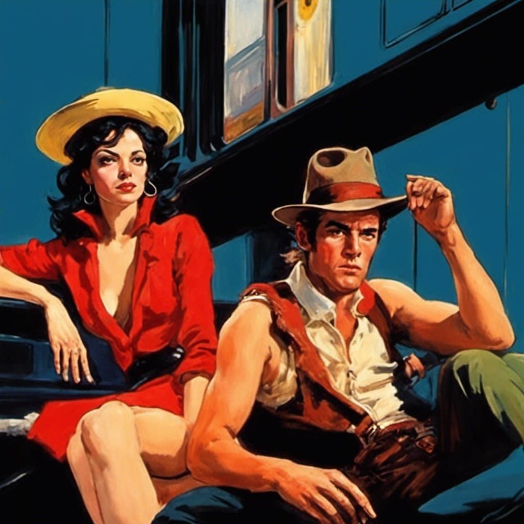 Bombshell on Train: Hyperrealist Baroque Art