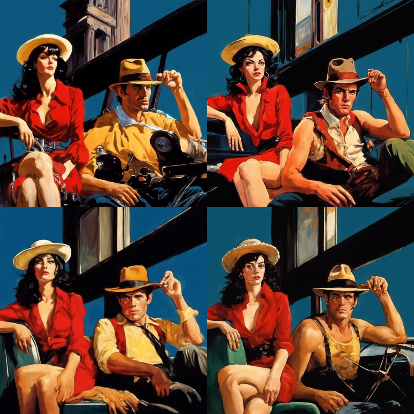 Bombshell on Train to California: Hyperrealistic Digital Art