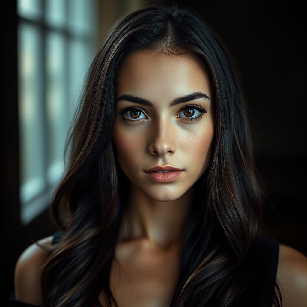 Hyperrealistic Portrait of a Young Italian Woman