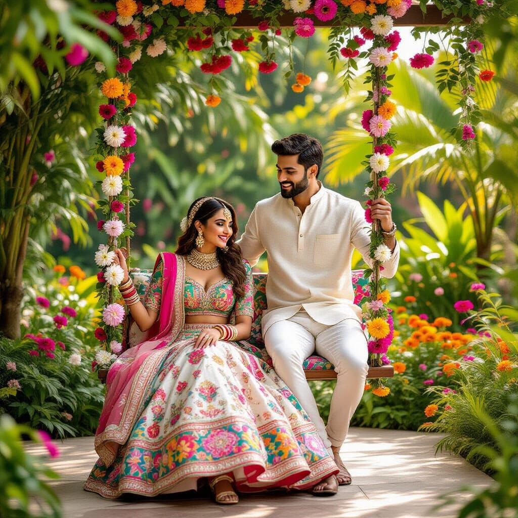 Romantic Couple Photoshoot in Lush Garden