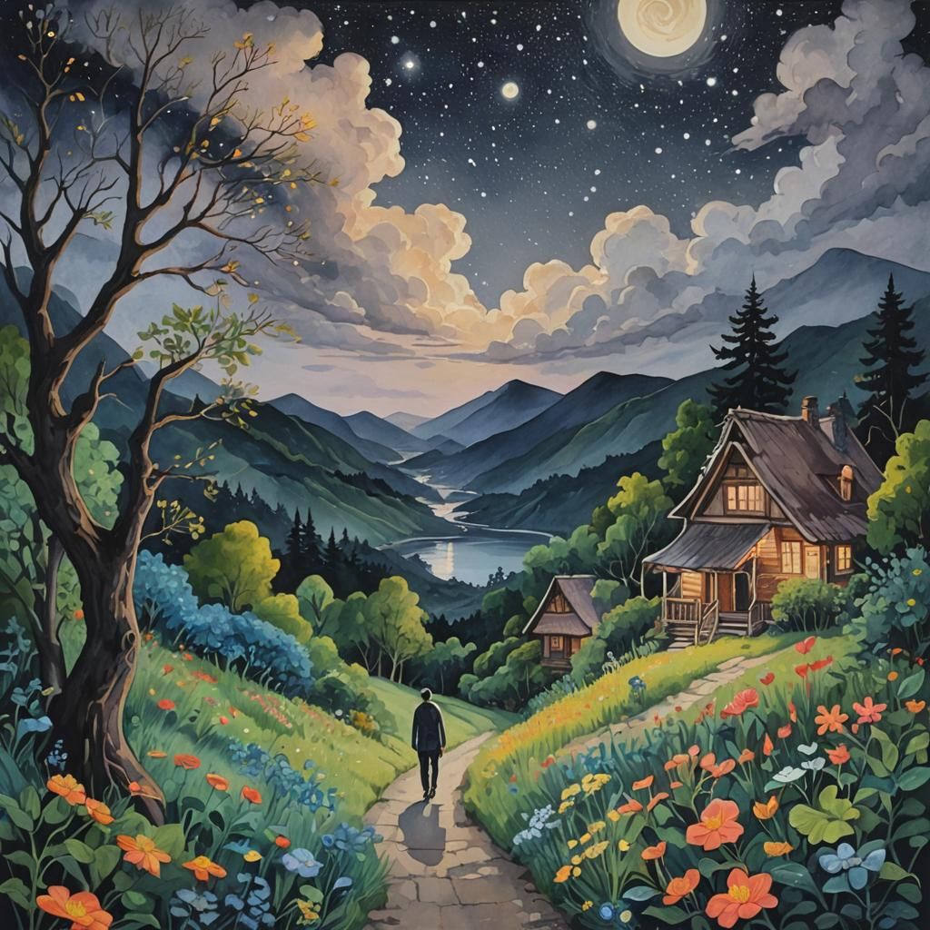 Dream Visitations: A Gouache Painting of Shared Dreams