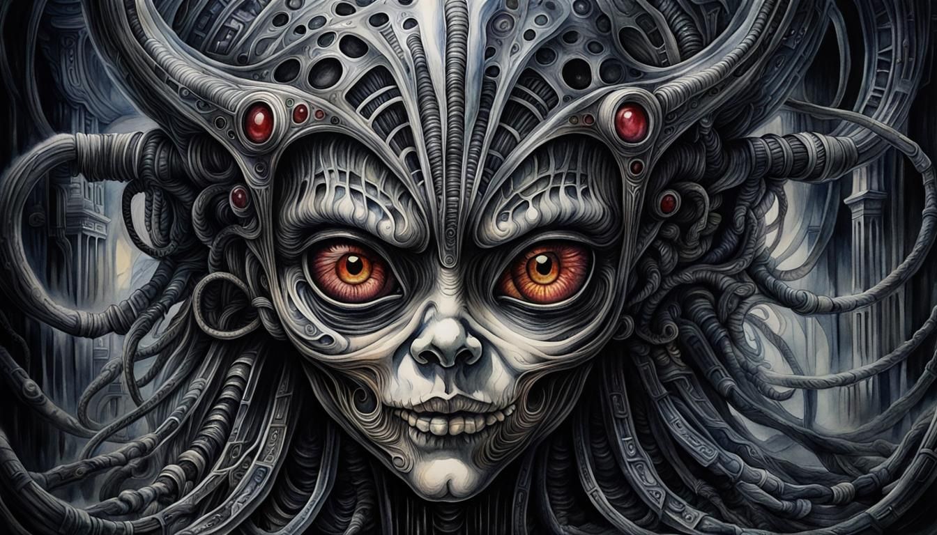 Ethereal Poltergeist in Watercolor Style with Ruby Eye