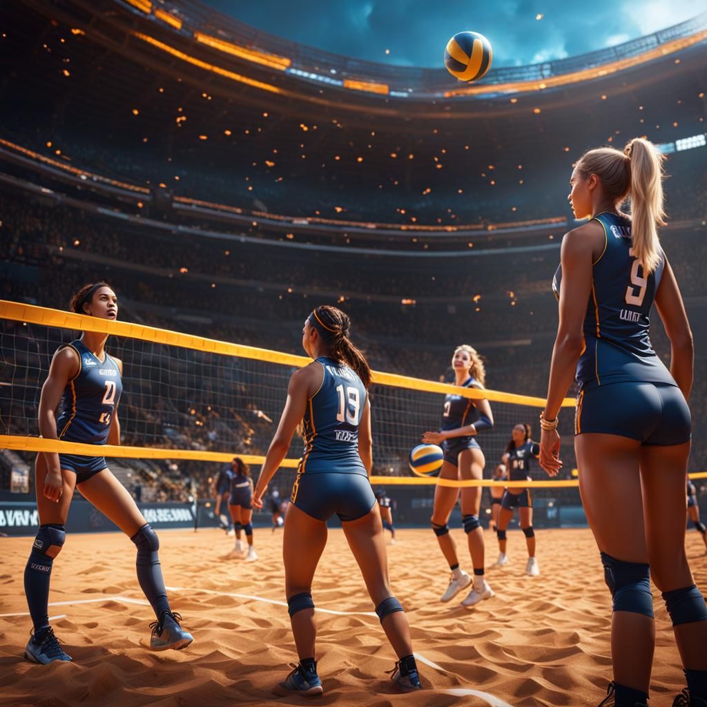Volleyball Girls in Detailed Fantasy Concept Art