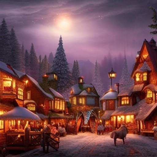 Epic Santa's Village Digital Matte Painting