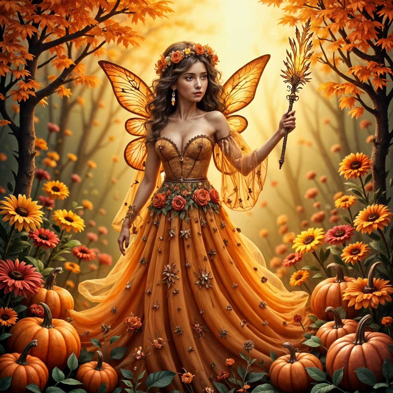 Thanksgiving Fairy in a Magical Autumn Harvest
