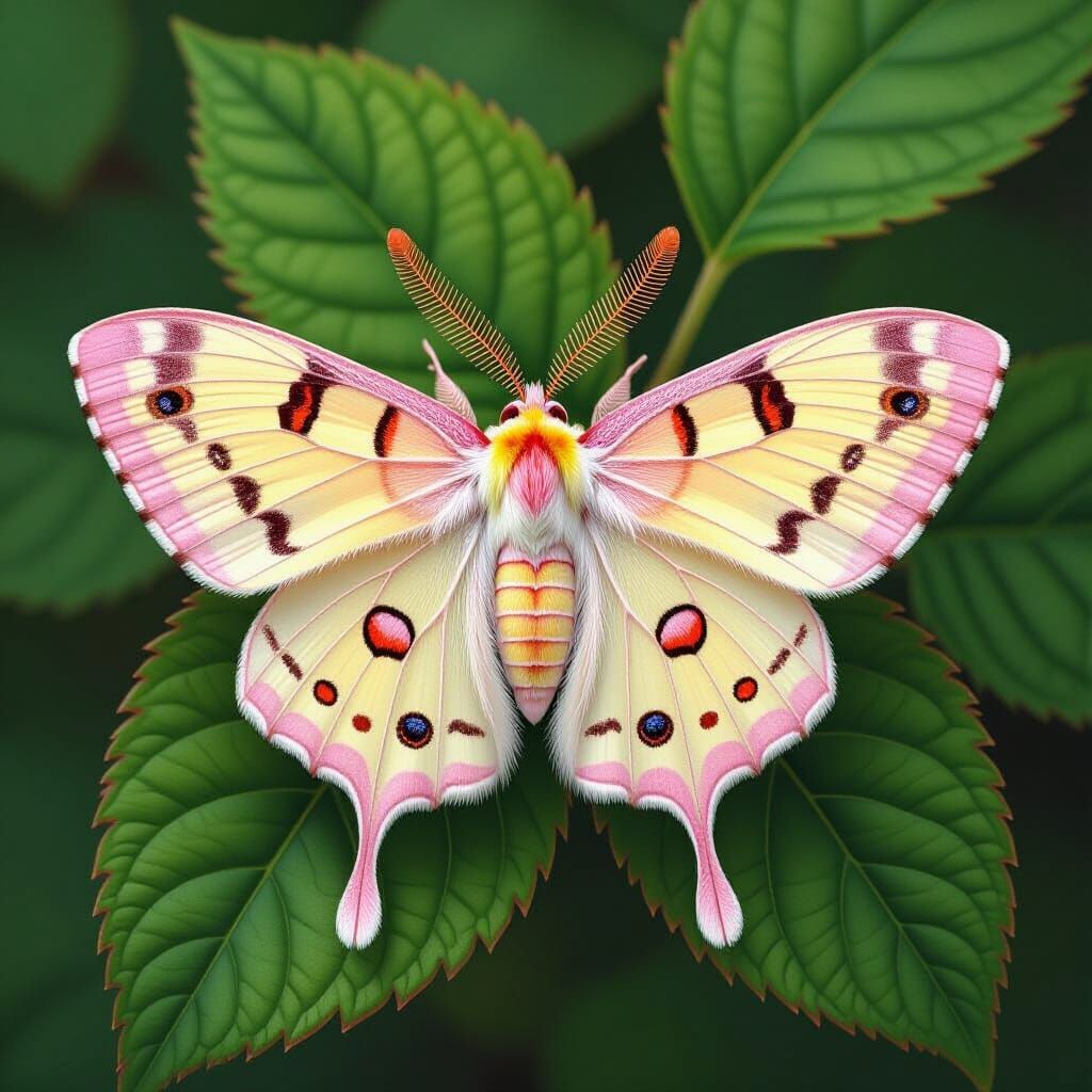 Rose Maple Moth Art Nouveau Illustration