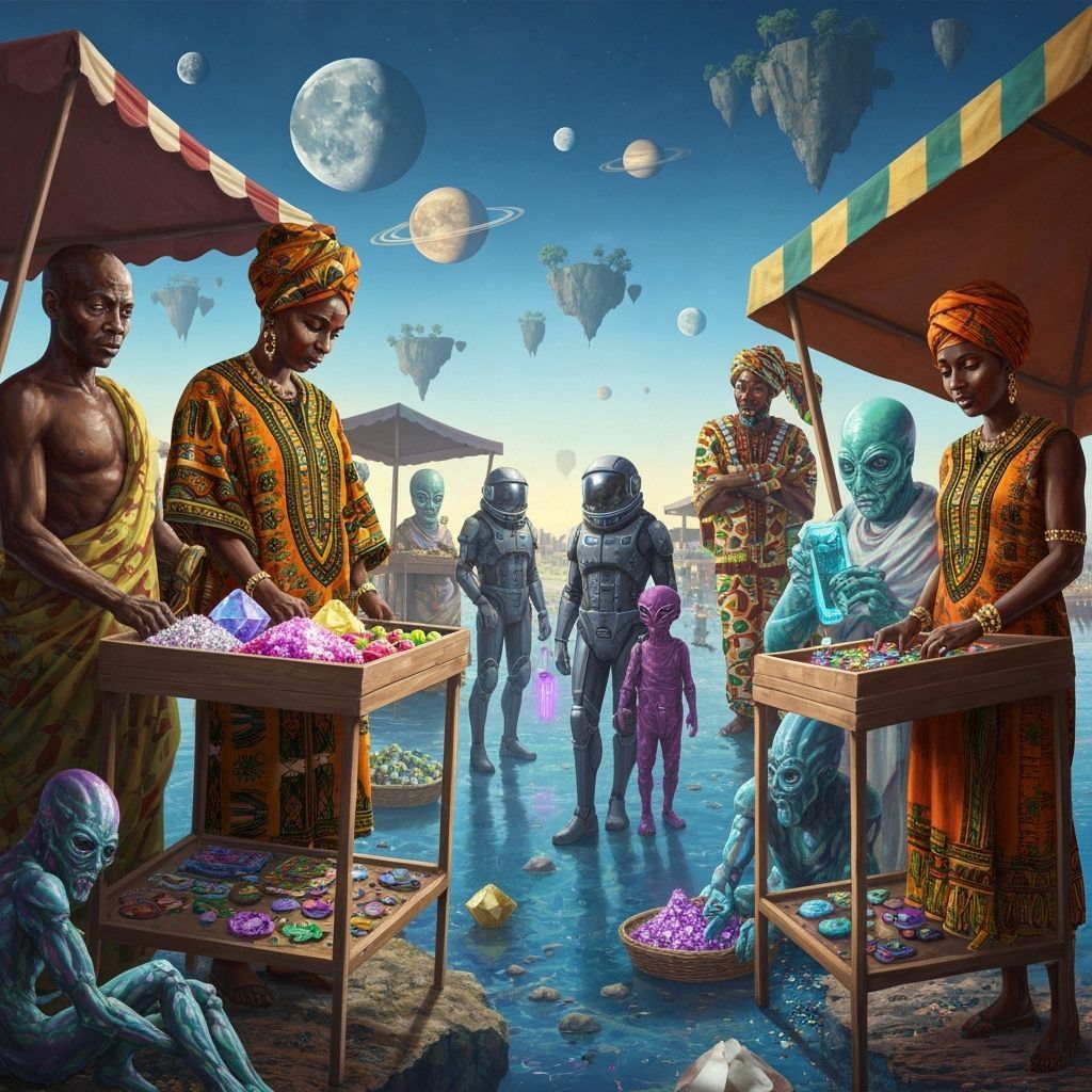 Vibrant Alien Market in Cyberpunk Style