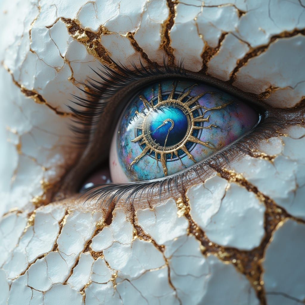 Dreamlike Entity with Prismatic Eyes in Hyperreal Style