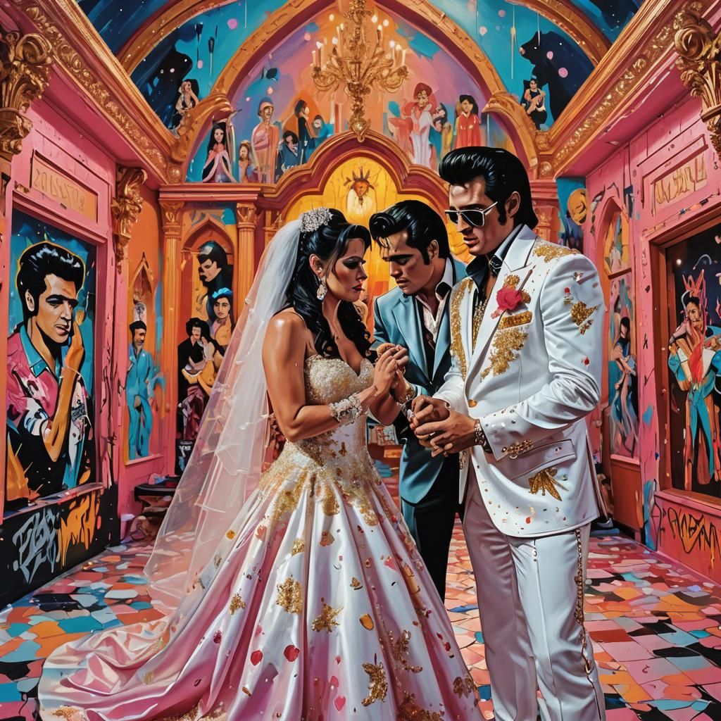 Sissy Bride's Vegas Wedding in Graffiti Art Style