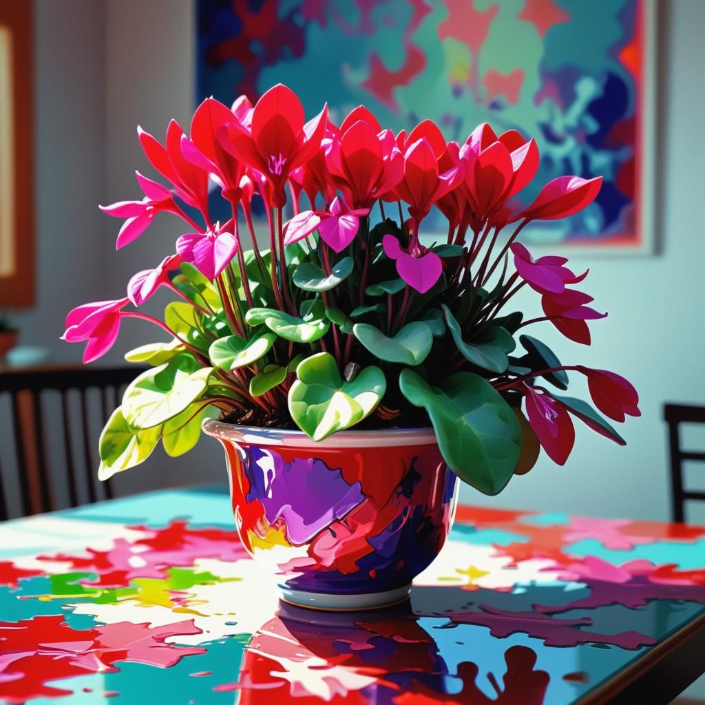 Blooming  red cyclamen