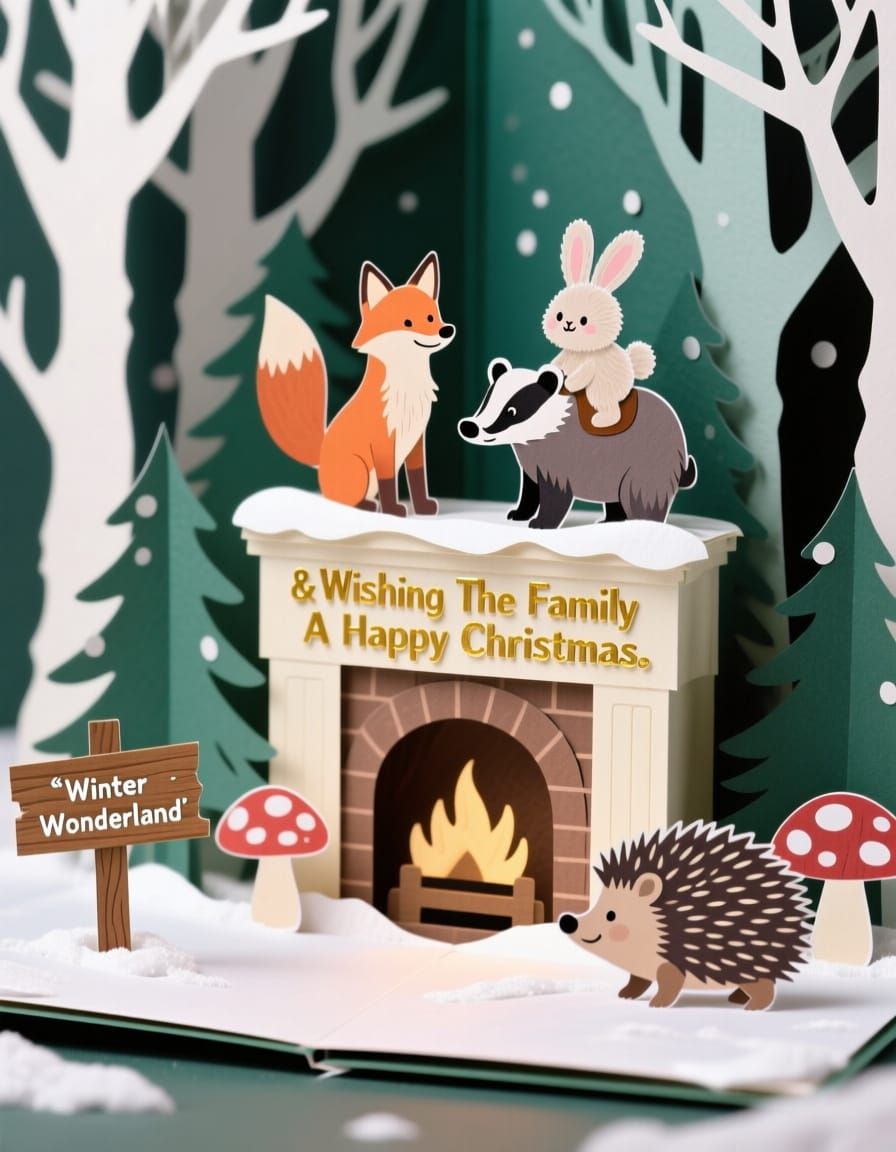 3D Pop-Up Christmas Card with Forest Animals