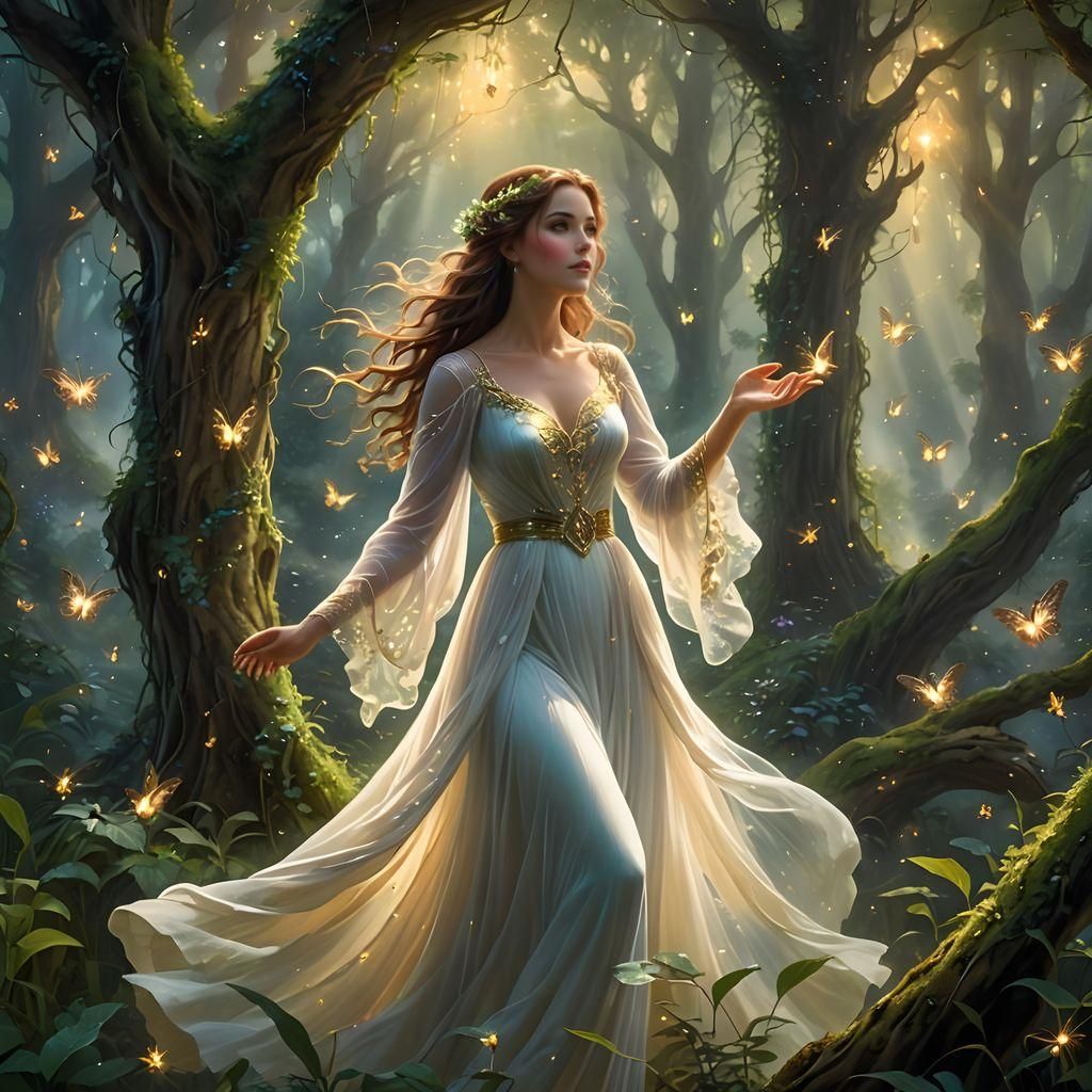 Ethereal Magic Scene in Thomas Kinkade Style