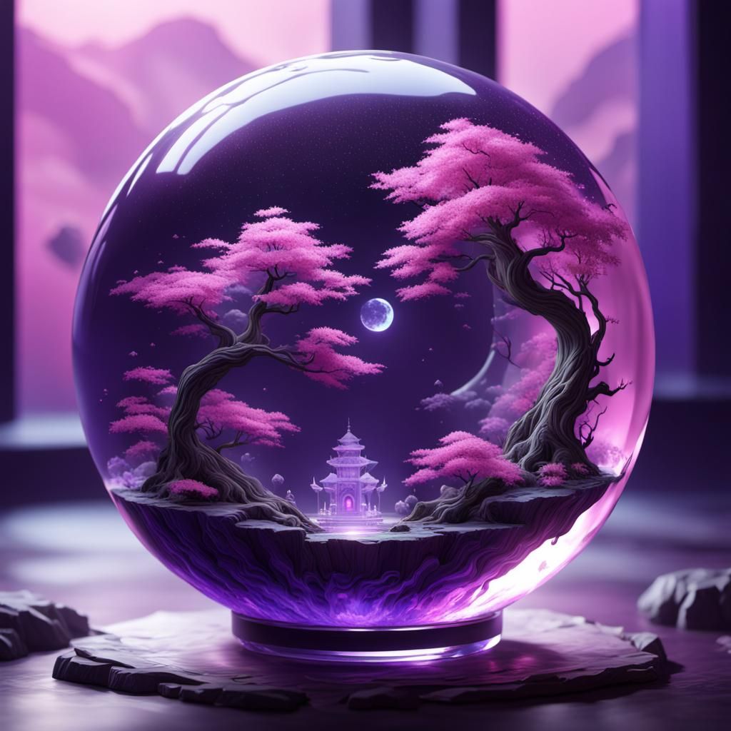Yin and Yang in Crystal Ball: Detailed Matte Painting