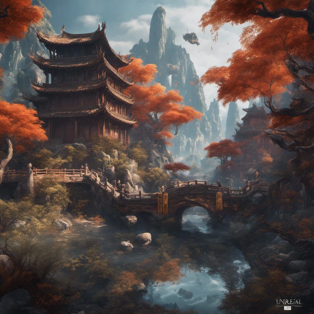 Detailed Fantasy Matte Painting in Deep Color