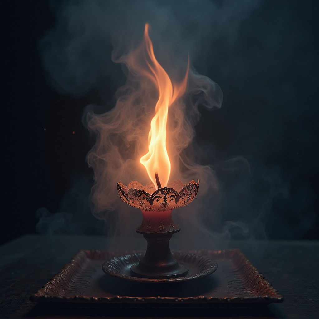 Ethereal Ghost Flames Dance on Candle