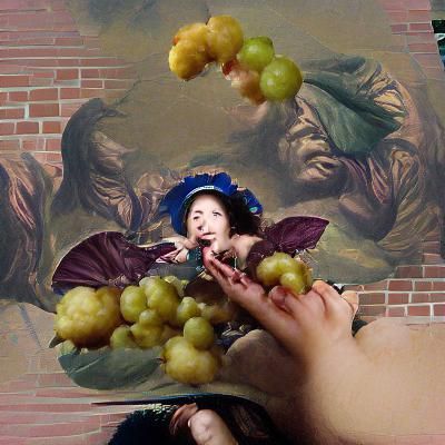 Baroque Painting: Woman and Cherub with Grapes
