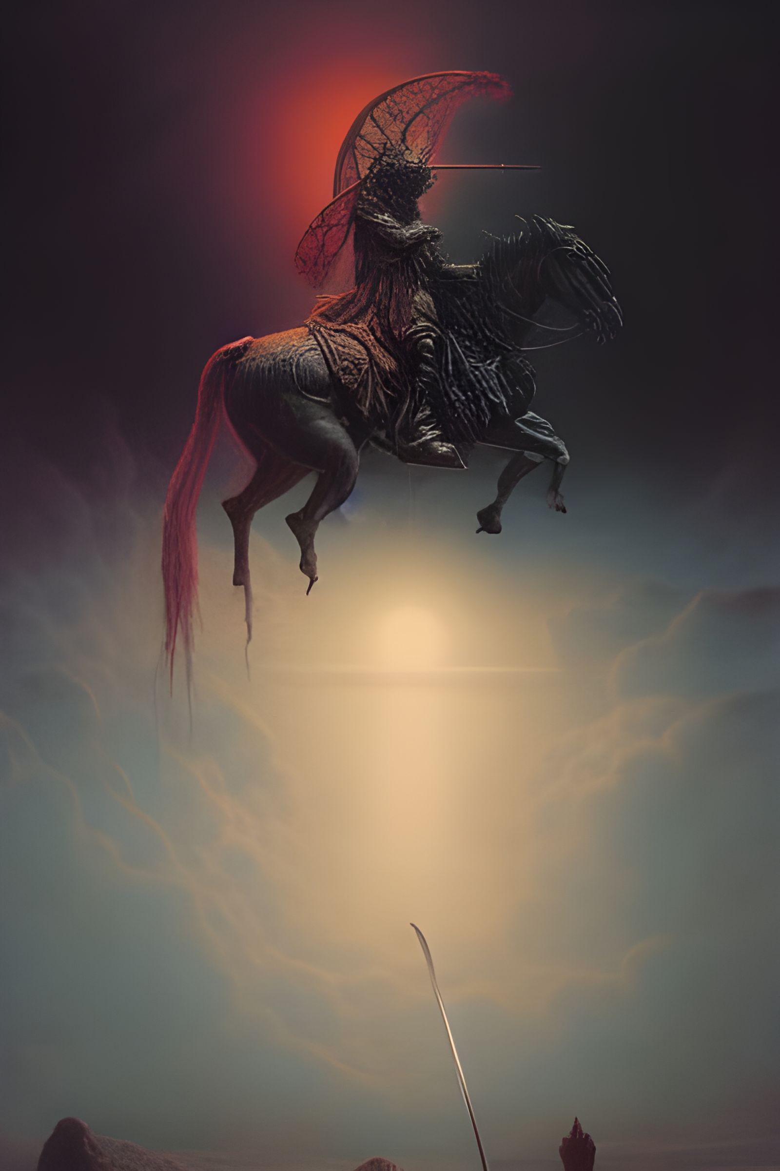 Hyperrealistic Knight in Hellish Art Style