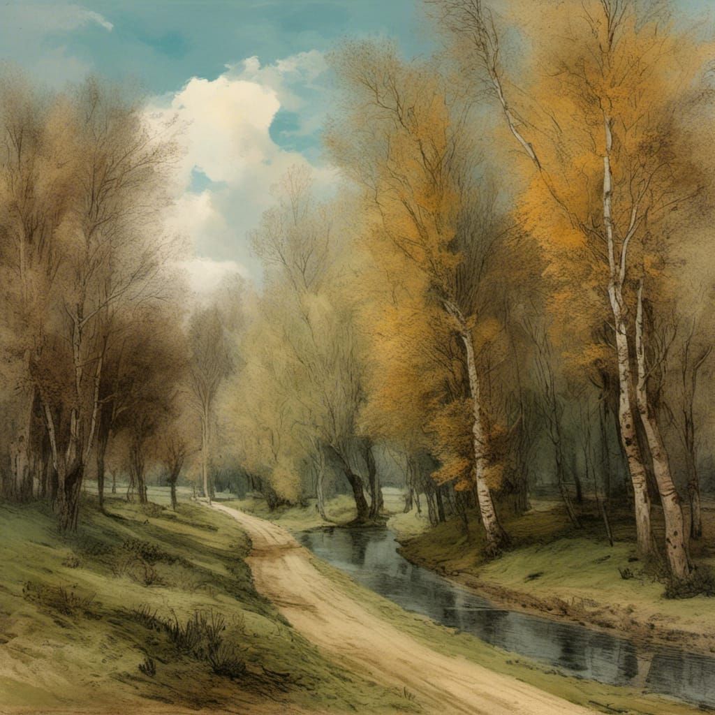 Trees Separate Highway From Village Road