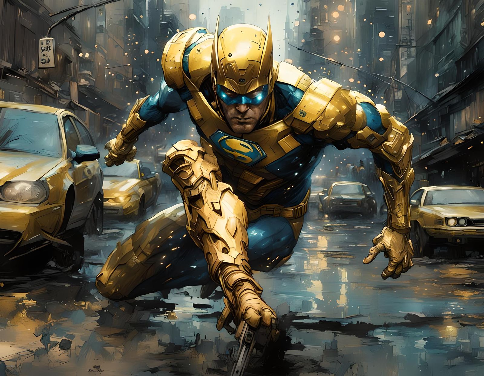 Booster Gold in Hyperdetailed Comic Book Art