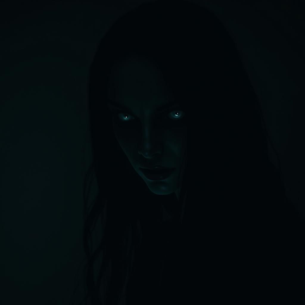 Dark Silhouette of a Haunting Female Ghost