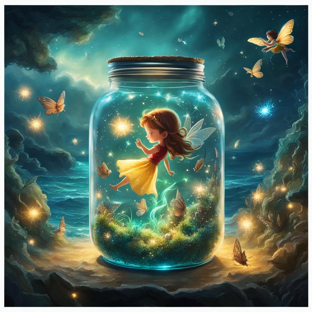 Fairy in a Jar with Ocean and Thunder