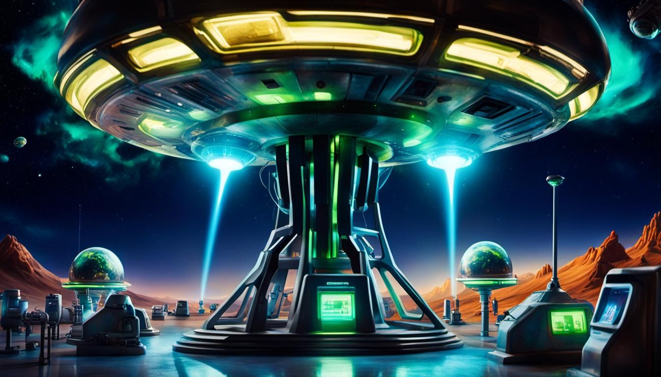 Alien Gas Station in Deep Space: Surreal Photorealism