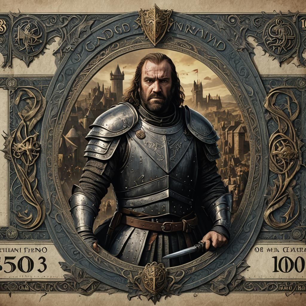 Sandor Clegane Art Banknote in Detailed Matte Painting